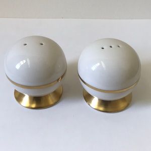 Flintridge Huntington mid century modern salt and pepper shakers ivory and gold